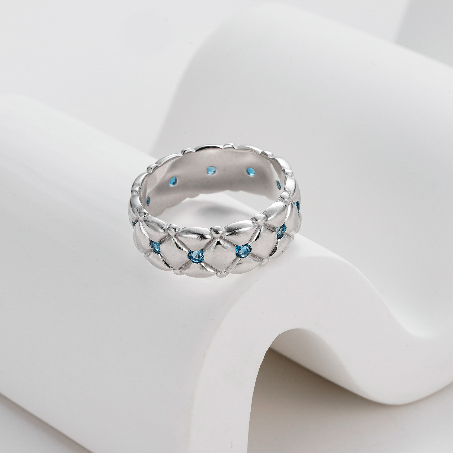 S925 Sterling Silver Ring with Natural Topaz and Satin-Finish Craftsmanship - Image 2