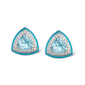 S925 Sterling Silver Natural Topaz Light Triangle Stud Earrings