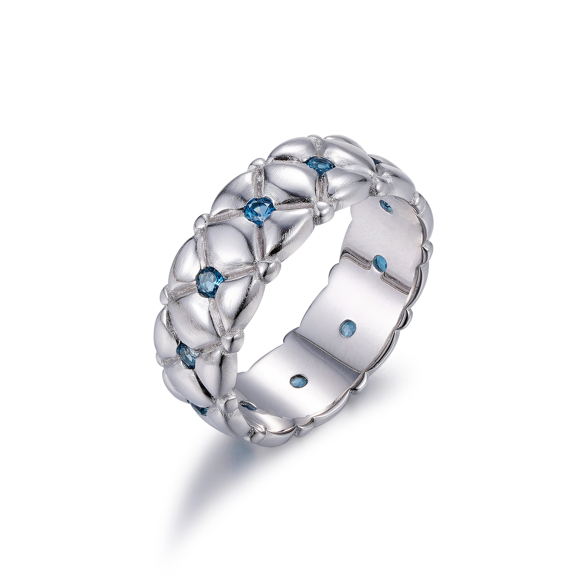 S925 Sterling Silver Ring with Natural Topaz and Satin-Finish Craftsmanship