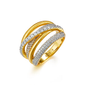 S925 Silver Italian Hand-Woven Multi-Band Two-Tone Plated Ring