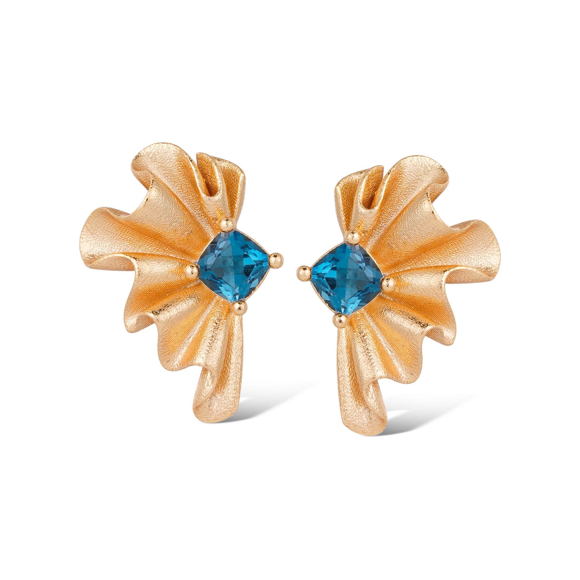 S925 Sterling Silver Earrings with Natural Topaz Floral Design