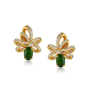 S925 Sterling Silver 18K Gold-Plated Earrings with Natural Diopside