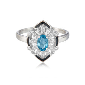 S925 Silver Ring with Natural Blue Topaz
