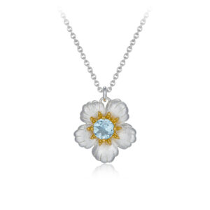 S925 Silver Topaz Necklace with French-Inspired Elegant Pendant